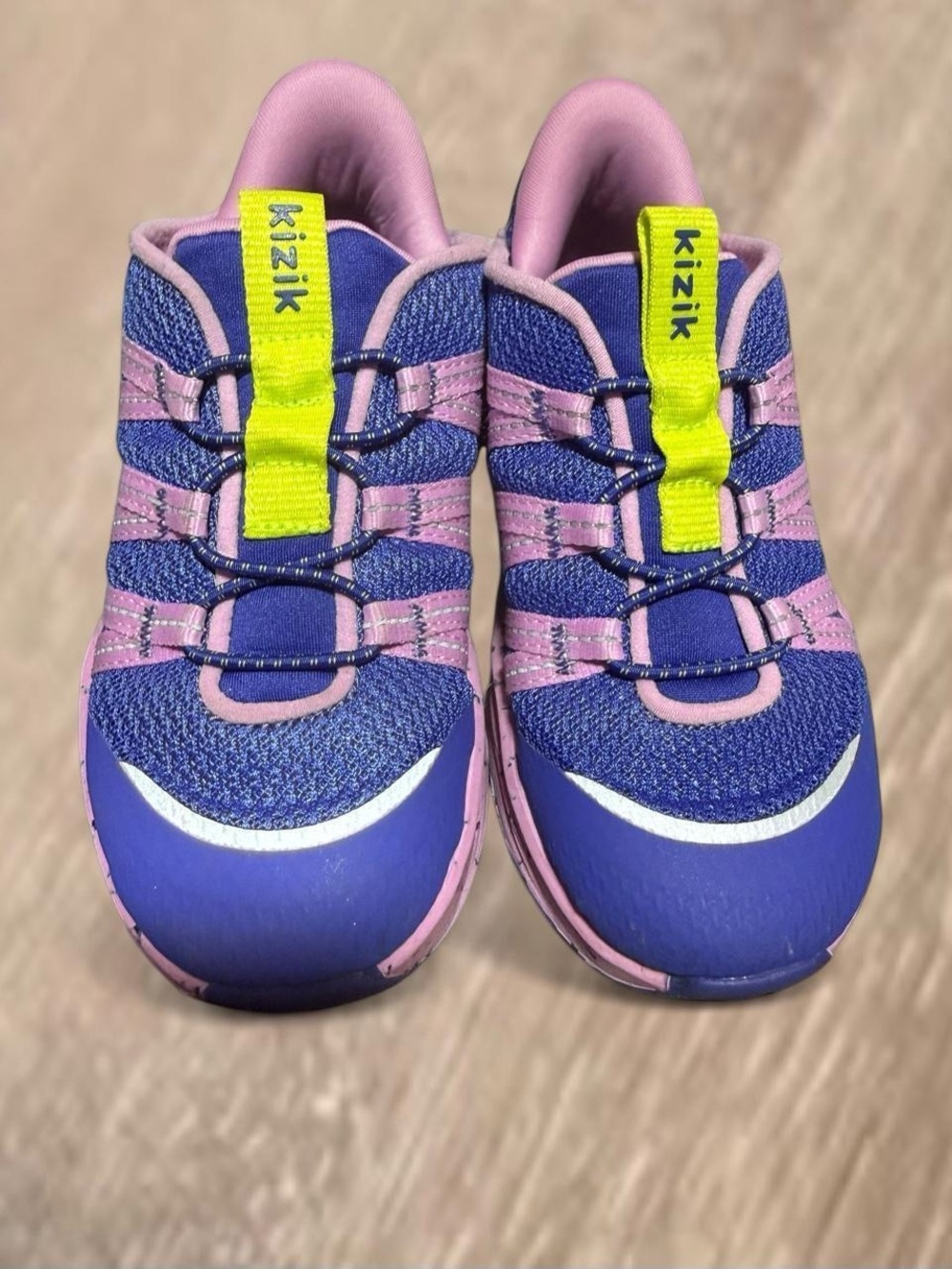Kizik Kids' Purple & Pink Hands Free Slip-On Sneakers with Yellow Pull Tabs